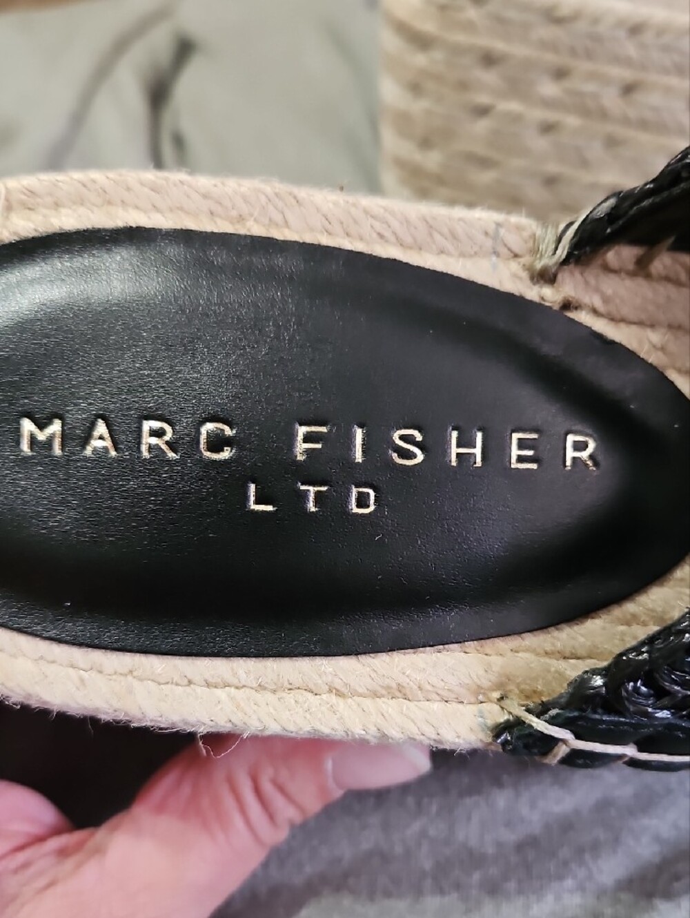 Marc Fisher Black Woven Espadrille Platform Slide Sandal - Picture 2 of 5